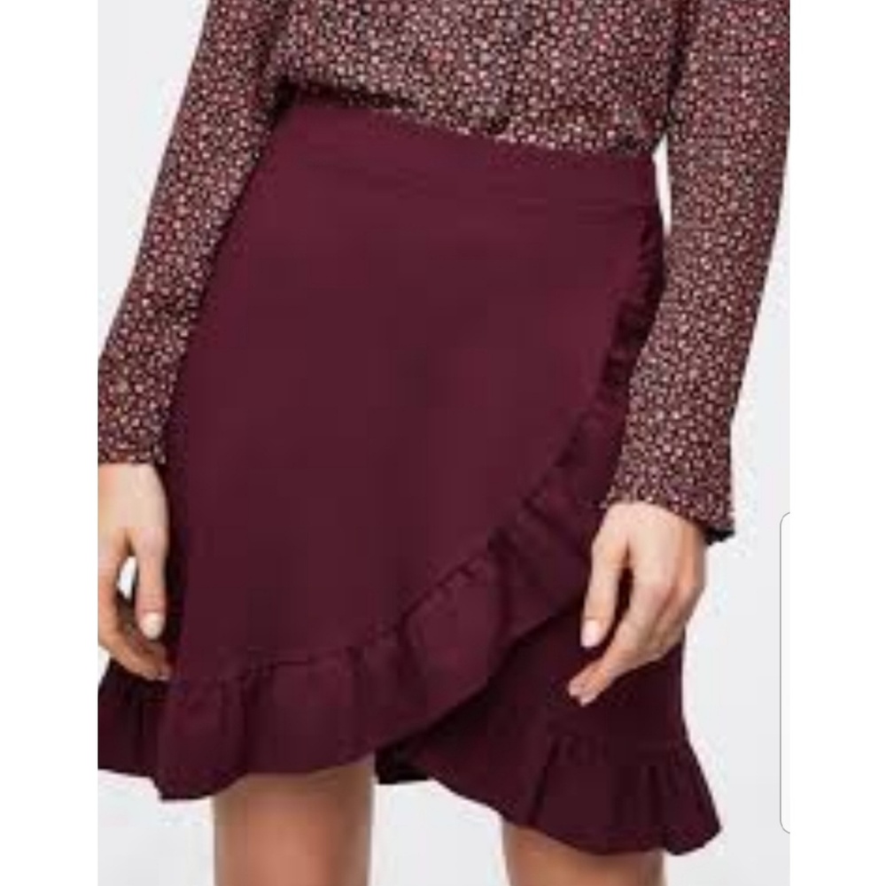 🎉NWT🎉 LOFT Ruffle Wrap Skirt  - Picture 3 of 4